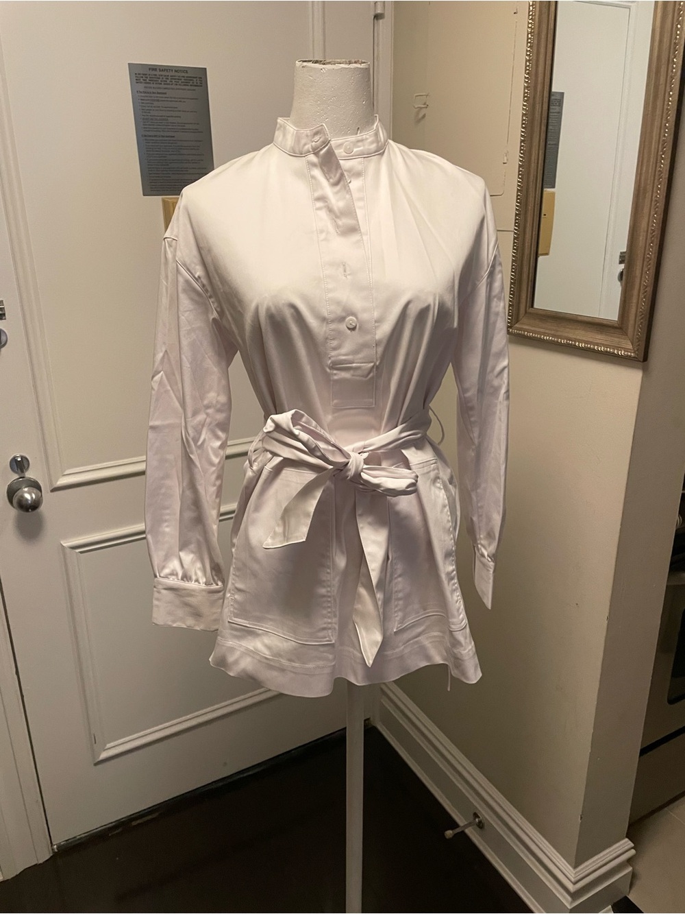 Club Monaco White Tie-Waist Popover Tunic